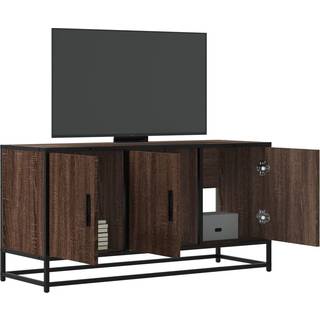 tv-bord 100x35x50 cm konstrueret træ og metal brun egetræsfarve