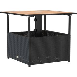havebord med parasolhul 55x55x46,5 cm polyrattan sort