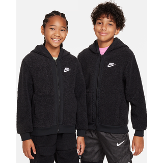 Nike Sportswear Club Fleece Winterized-hættetrøje med fuld lynlås til større børn - sort - L
