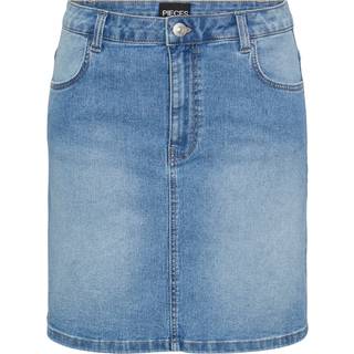 Pieces Pcpeggy HW Denim Skirt Light Blue Denim XS