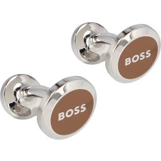 BOSS 50510408-260 Manschettenknöpfe Beige/Silber B-Logoinsert-Cuf