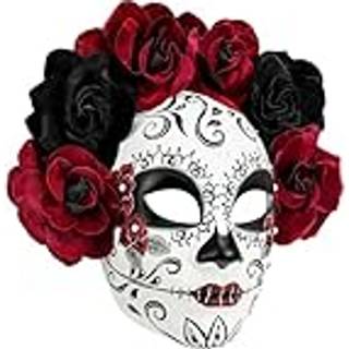 De dødes dag halvmaske med blomster