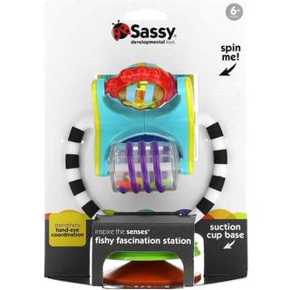 Sassy Fishy Fascination Station 2-i-1 Suge Cup High stol leget?jsudviklingsbakke leget?j til tidlig l?ring i alderen 6+ m?neder