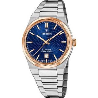 Festina Swiss Made Rivé herreur i stål med blå urskive