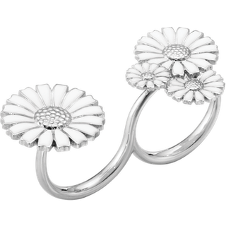 DAISY Double Ring (str. 52/53), Georg Jensen, Sterlingsølv / Hvid emalje
