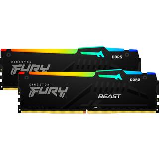 Kingston FURY Beast RGB DDR5-5200 - 64GB - CL36 - Dual Channel (2 pcs) - AMD EXPO & Intel XMP - Sort med RGB