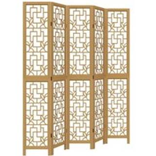 Rumdeler 4 Paneler Massivt Kejsertræ Brun - 5 / 40 x 220 cm