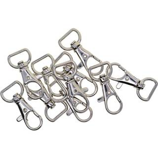Roterbare halvrunde ringe med karabinhage 10 stk Sølv 1.5 cm