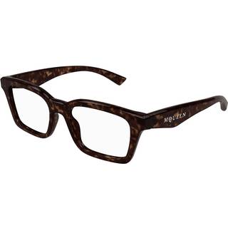 Alexander McQueen Unisex AM0476O 002 Optiske stel Acetat Havana Transparent Firkantet