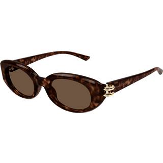 Alexander McQueen Kvinde AM0469S 002 Solbriller Acetat Havana Brun Rund