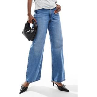 River Island River Island Mid Blue Petite High Waisted Relaxed Straight Jeans