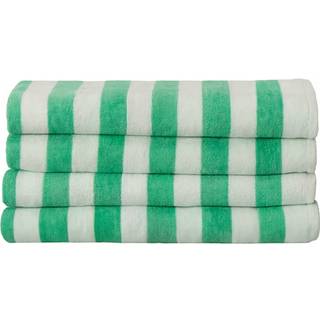 Badehåndklæde med høj sugeevne - 100% blødt bomuld - 70x140 cm - Grønt og hvidt stribet håndklæde fra Nordstrand Home