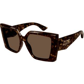 Alexander McQueen Kvinde AM0467S 002 Solbriller Acetat Havana Brun Firkantet