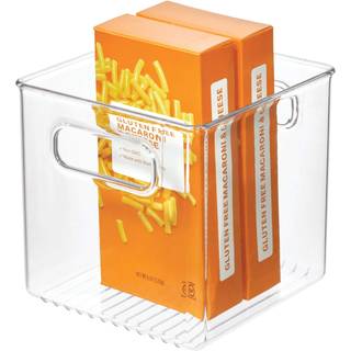 Kvadratisk opbevaringskasse med håndtag - Transparent - 15,2cm x 15,2cm x 15,3cm - Alberte