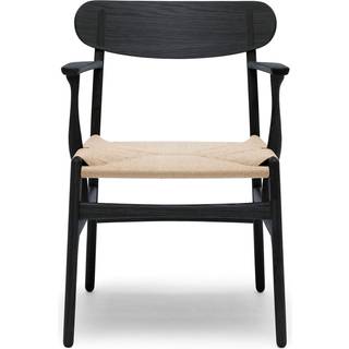 Carl Hansen - CH26, Svartlackad ek, Naturflätat papperssnöre - Spisebordsstole - Hans J. Wegner - Sort - Træ
