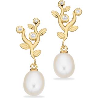 Scrouples øreringe med ferskvandsperle og cubic zirkonia i forgyldt