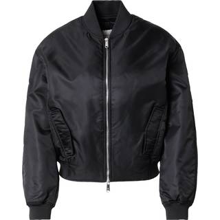 Padded Nylon Bomber Jacket - Black - XS