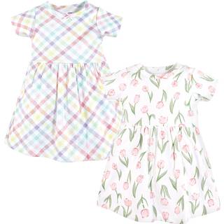 Hudson baby baby piger bomuld kjoler afslappet kjole lyserøde tulipaner 2-3t os