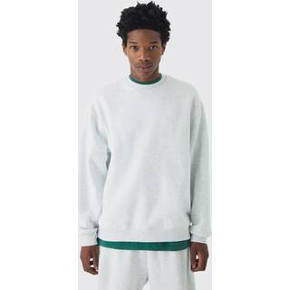 Mens Grey 330GSM Oversized Basic Crew Neck Sweatshirt