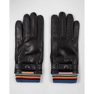 Paul Smith Signature Stripe Cuff Leather Glove Black