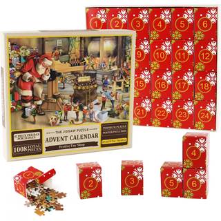 Puslespils adventskalender 2024, 1008 puslespilsbrikker 24 dages Toy Shop TOY SHOP julnedräkning julkalender a