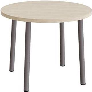 Bord Add 590, Ø900 mm, højde 720 mm, lyddæmpende hvidpigmenteret eg laminat på gråt stel