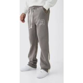 Mens Grey Tall Slim Flared Varsity Gusset Joggers