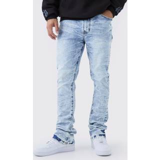 Mens Light Blue Slim Rigid Flare Zip Detail Jeans