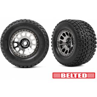 Traxxas - TRX7862X - Tires & wheels, assembled, glued (XRT® Race black chrome wheels, Gravix® belted tires, dual profile (4.3" outer, 5.7" inner) foa