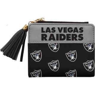 Littlearth Las Vegas Raiders NFL Mini Organizer - Black Unisex -ADOLDS Sports fan tegnebog - kompakt lynlås tegnebog med 3 kortslots og ID -vindu