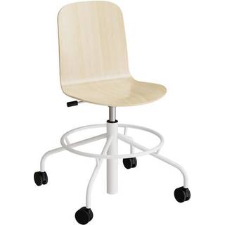 Stol ADD 5903, Fodkryds og hjul, Birk laminat, Hvidt stel