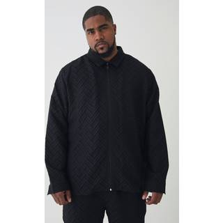 Mens Black Plus Tonal Geo Smart Straight Trouser