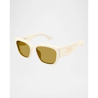 Alexander McQueen Kvinde AM0468S 004 Solbriller Acetat Elfenben Brun Firkantet