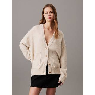 Relaxed Wool Blend Cardigan - Grey - M