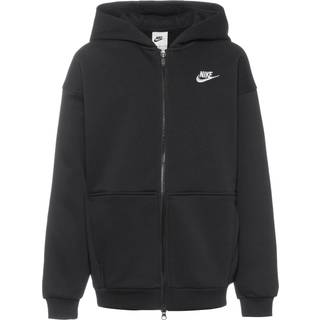 Oversized Nike Sportswear Club Fleece-hættetrøje med lynlås til større børn - sort