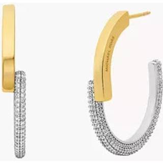 MK Precious Metal-Plated Pavé Hoop Earrings - Silver - Michael Kors - ONE SIZE