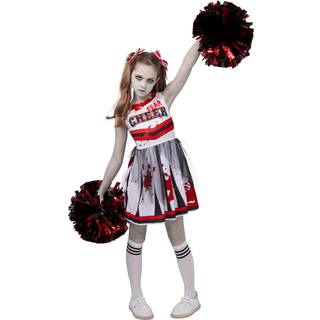 Spooktacular Creations Halloween Cheerleader Costume For Girls Kids Zombie Cheerleader Outfit Dead Fearleader Dress for Halloween Scary Costume R