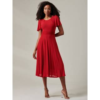 Jolie Moi Jolie Moi Red Ayla Plain Mesh Maxi Dress