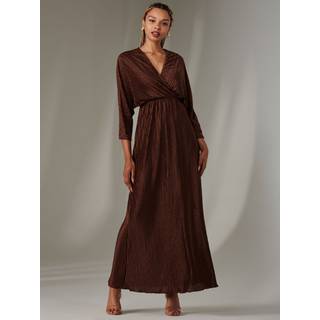 Jolie Moi Jolie Moi Brown Textured Jersey Long Sleeve Maxi Dress
