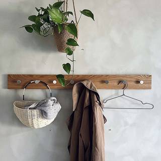 OAK Knagerække Egetræ Med Stål Knager - 100 cm