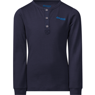 Bergans Kids' Myske Wool Shirt Navy Melange/Solid Dark Grey, 92