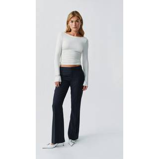 Gina Tricot-Relaxed bootcut trousers-utsvingede habitbukser-Blå-36-Dame