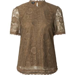 Pieces - Pcolline Ss Lace Top - 4532907 Morel