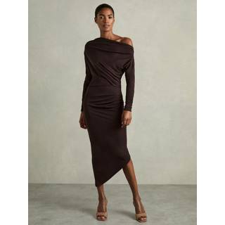 Reiss Fleur Off-The-Shoulder Ruched Jersey Midi DressM