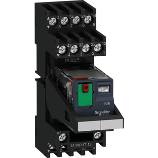 Schneider Rxm relæ m/sokkel+test 4c/o 24vac