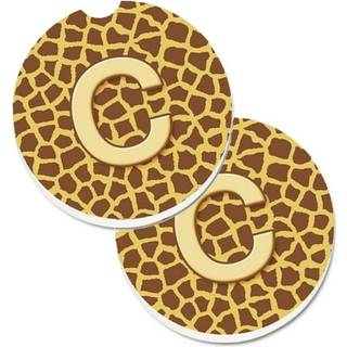 """" Caroline's Treasures Monogram Initial C Giraffe Sæt med 2 Cup Holder Car Coasters CJ1025-CCARC 2.56 Multicolor """"