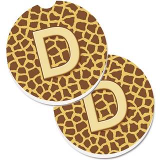 """" Caroline's Treasures Monogram Initial D Giraffe Sæt med 2 Cup Holder Car Coasters CJ1025-DCARC 2.56 Multicolor """"