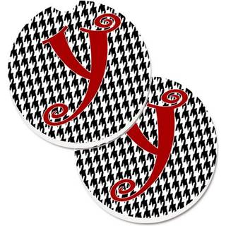 """" Caroline's Treasures Monogram Initial Y Houndstooth Black Sæt med 2 Cup Holder Car Coasters CJ1035-YCARC 2.56 Multicolor """"