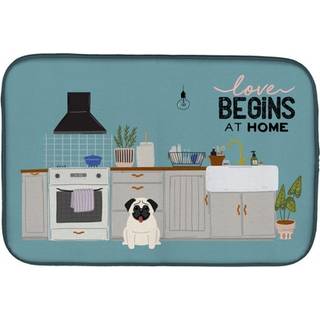 """" Caroline's Treasures CK7708DDM Cream Pug Kitchen Scene Dish-Drying-Mats 14 X 21 Multicolor """"
