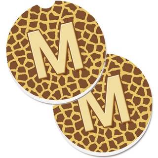 """" Caroline's Treasures Monogram Initial M Giraffe Sæt med 2 Cup Holder Car Coasters CJ1025-MCARC 2.56 Multicolor """"
